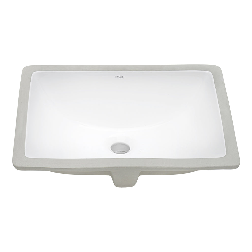 Vanity Sink 20 x 15 Undermount White Rectangular Porcelain Ceramic