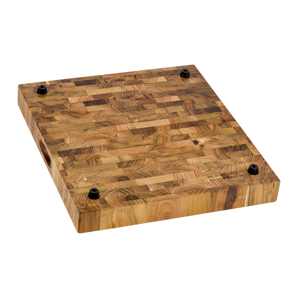 The den End Grain Teak Butcher Block - Carving Board for Kitchen (Extra-Thick 18 inch x 12 inch x 2.25 inch ), Size: 18 x 12 x 2.25, Brown
