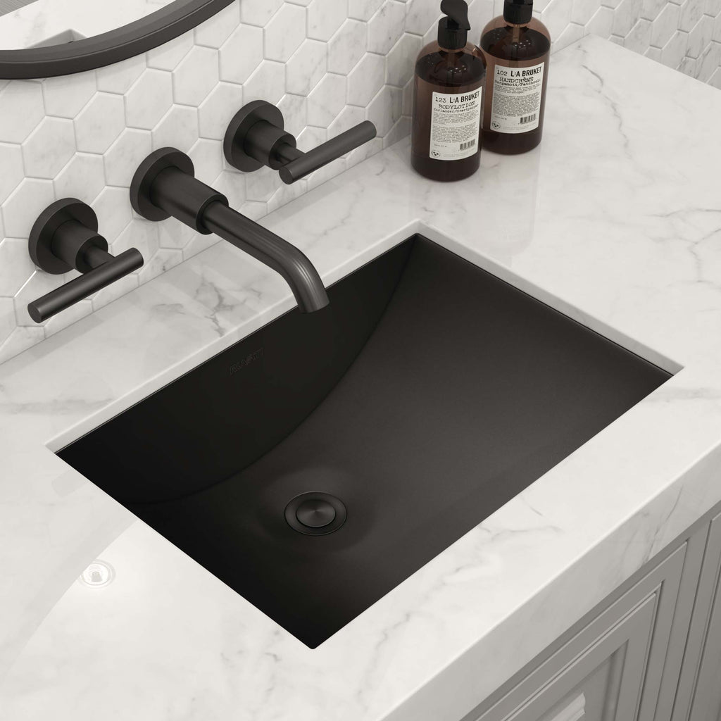 16 x 11" Gunmetal Black Undermount Bathroom Sink Stainless Steel
