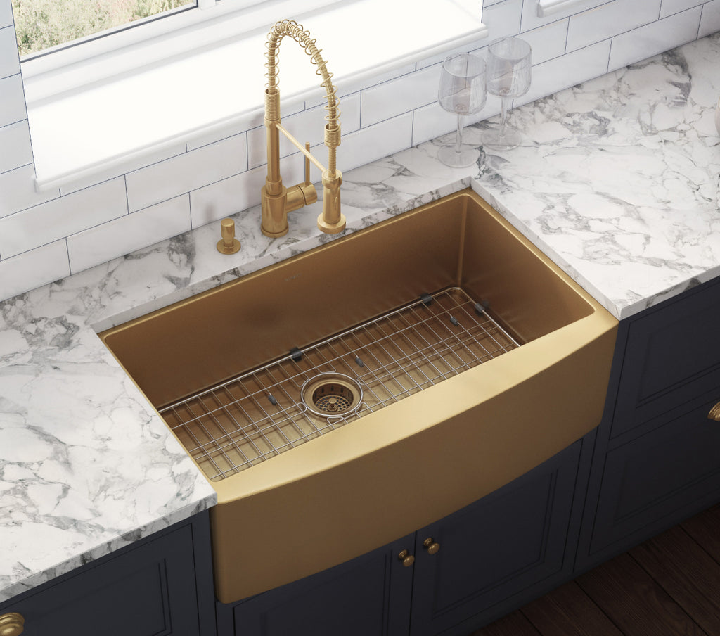Apron Front 30x22 Single Basin Sink Gold