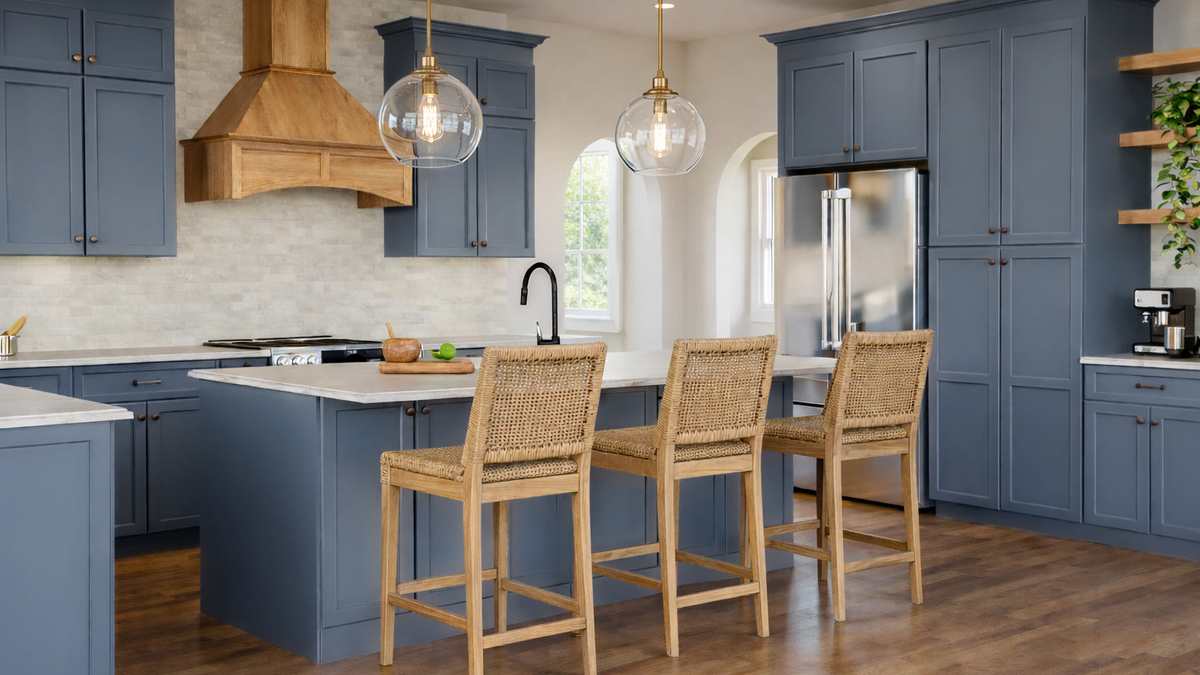Broad Creek Blue Bevel Shaker Cabinets