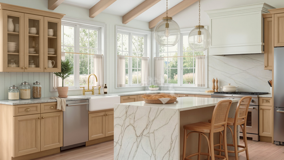 Wexford White Oak Bevel Shaker Cabinets