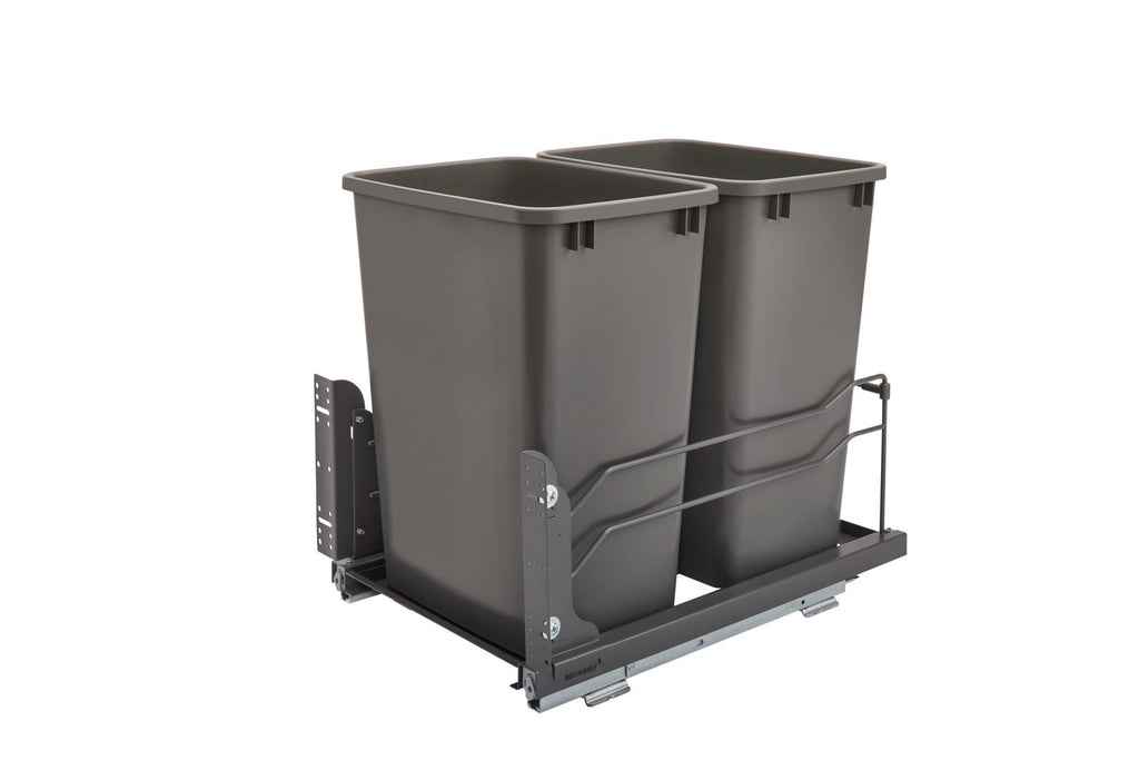 Euro Pullout Waste Basket Double 18'' Grey