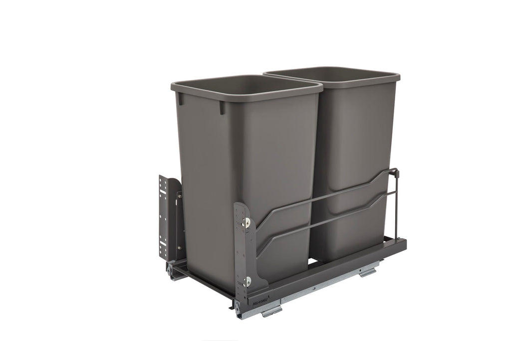 Euro Pullout Waste Basket Double 15'' Grey