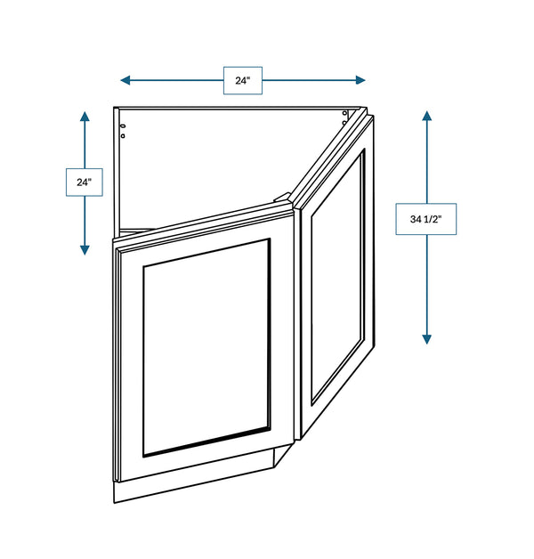 Annapolis Blue 12 in. Wide x 24 in. Deep x 34.5 in. Tall - Base Angle Shaker Cabinet