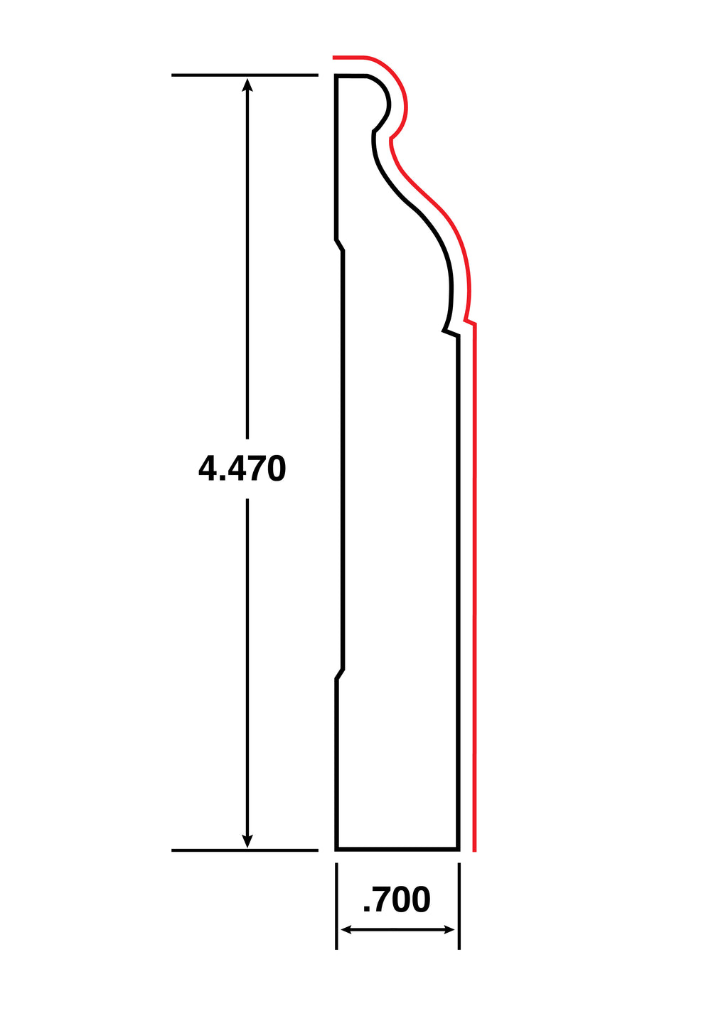 Nantucket Bluff .7 in. x 4.6 in. x 96 in. - Baseboard Molding for Shaker Cabinet