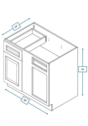 Montpelier Sage Raised Panel 36 in. Blind Base Cabinet, 42 in. Minimum Pull