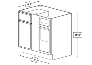 Franklin White Slim Shaker 36 in. Blind Base Cabinet, 42 in. Minimum Pull