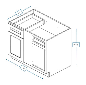 Annapolis Blue 36 in. Wide x 24 in. Deep x 34.5 in. Tall - Blind Base Shaker Cabinet with Minimum Pull