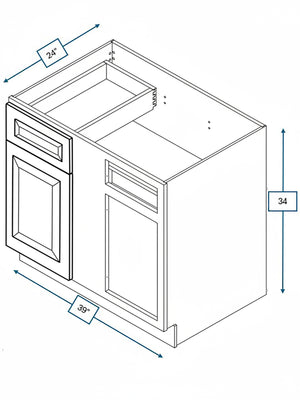 Harbour Town White Bevel Shaker 42 in. Blind Base Cabinet, 45 in. Minimum Pull