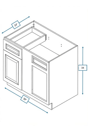 Montpelier Sage Raised Panel 42 in. Blind Base Cabinet, 45 in. Minimum Pull