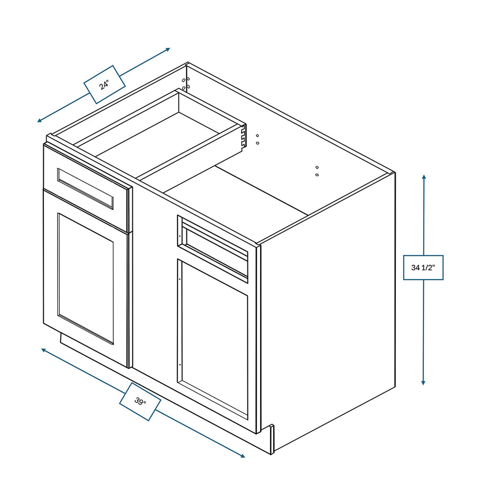 Spring Hill Hickory Shaker 42 in. Blind Base Cabinet, 45 in. Minimum Pull
