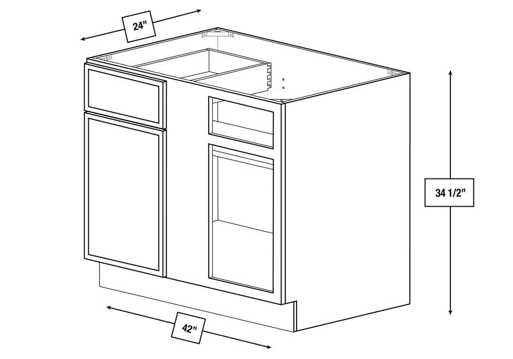 Franklin White Slim Shaker 42 in. Blind Base Cabinet, 45 in. Minimum Pull