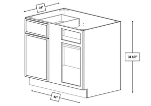 Franklin White Slim Shaker 42 in. Blind Base Cabinet, 45 in. Minimum Pull