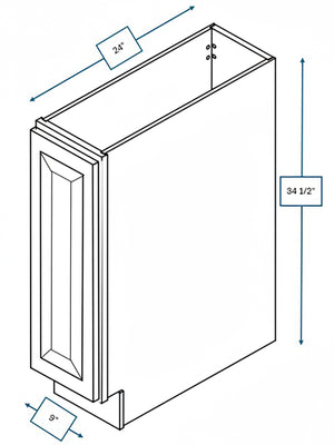 Harbour Town White Bevel Shaker 9 in. Full Height Door Base Cabinet