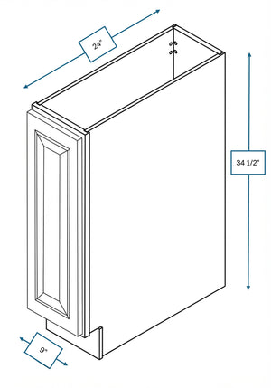 Montpelier Sage Raised Panel 9 in. Full Height Door Base Cabinet