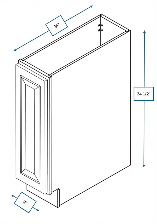 Chalet White Raised Panel 9 in. Full Height Door Base Cabinet