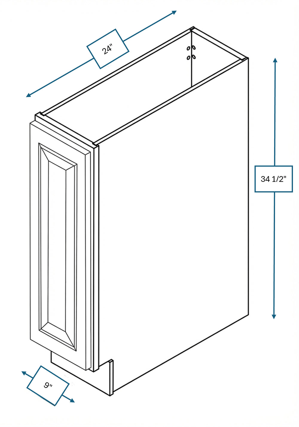 Cotswold Linen Raised Panel 9 in. Full Height Door Base Cabinet