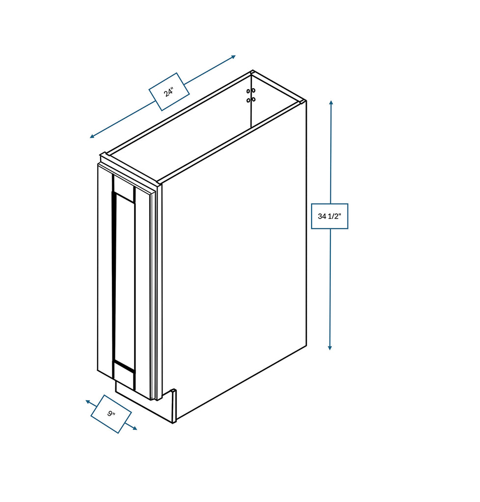 Malibu White Shaker 9 in. Full Height Door Base Cabinet