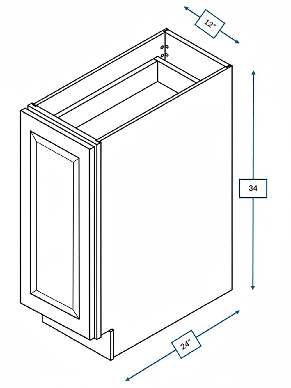 Harbour Town White Bevel Shaker 12 in. Full Height Door Base Cabinet