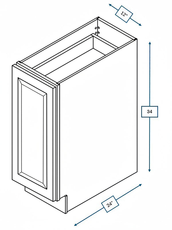 Broad Creek Blue Bevel Shaker 12 in. Full Height Door Base Cabinet
