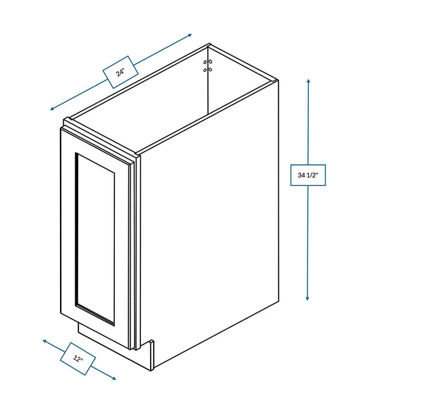 Hampton Pewter 12 in. Wide x 24 in. Deep x 34.5 in. Tall - Full Height Door Base Shaker Cabinet