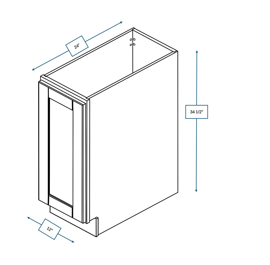 Malibu White Shaker 12 in. Full Height Door Base Cabinet