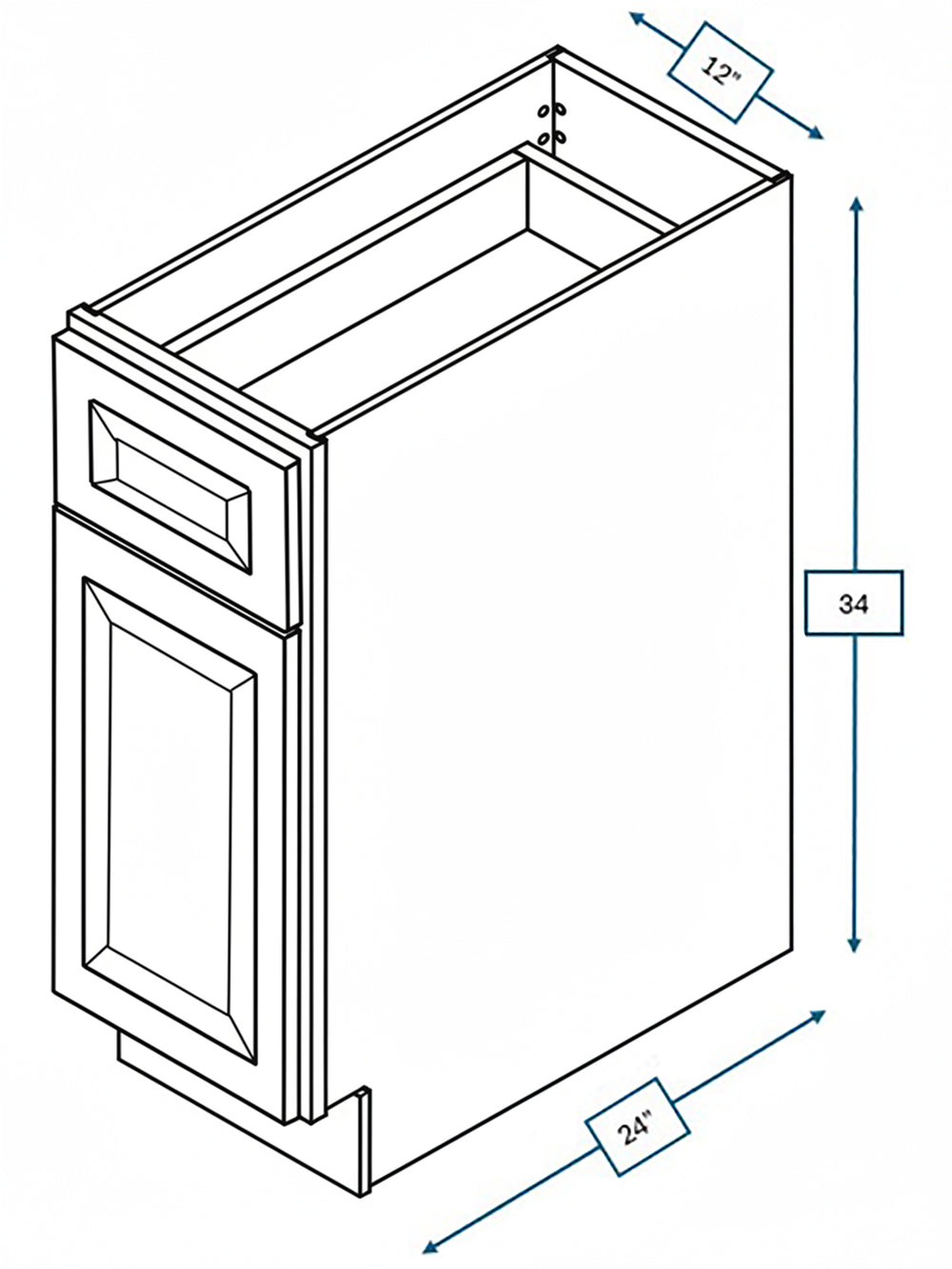 Broad Creek Blue Bevel Shaker 12 in. Base Cabinet