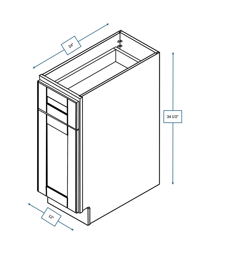 Malibu White 12 in. Wide x 24 in. Deep x 34.5 in. Tall - Base Shaker Cabinet