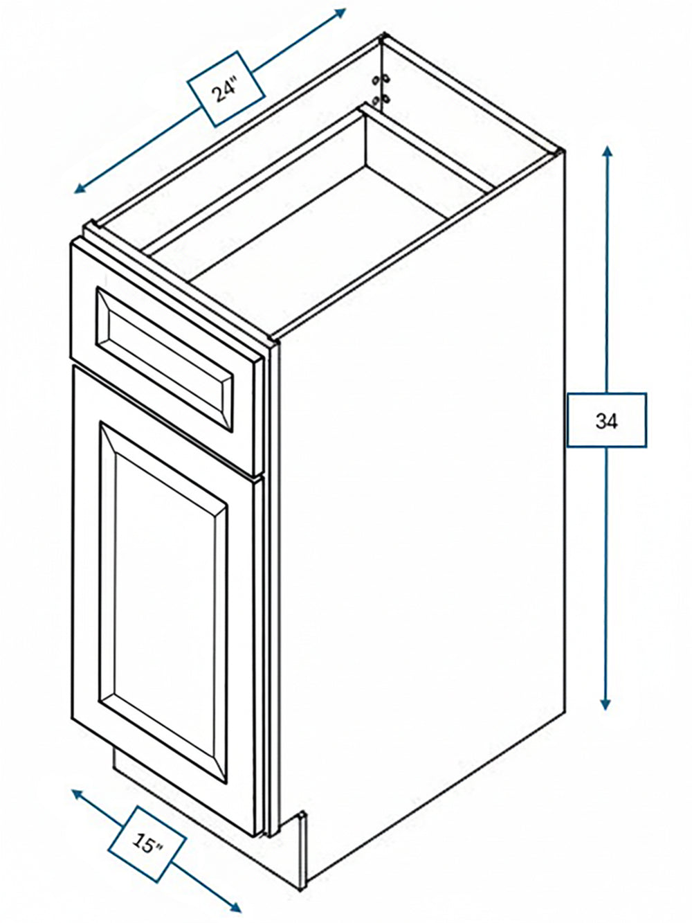 Sea Pines Green Bevel Shaker 15 in. Base Cabinet