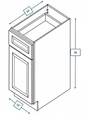 Broad Creek Blue Bevel Shaker 15 in. Base Cabinet