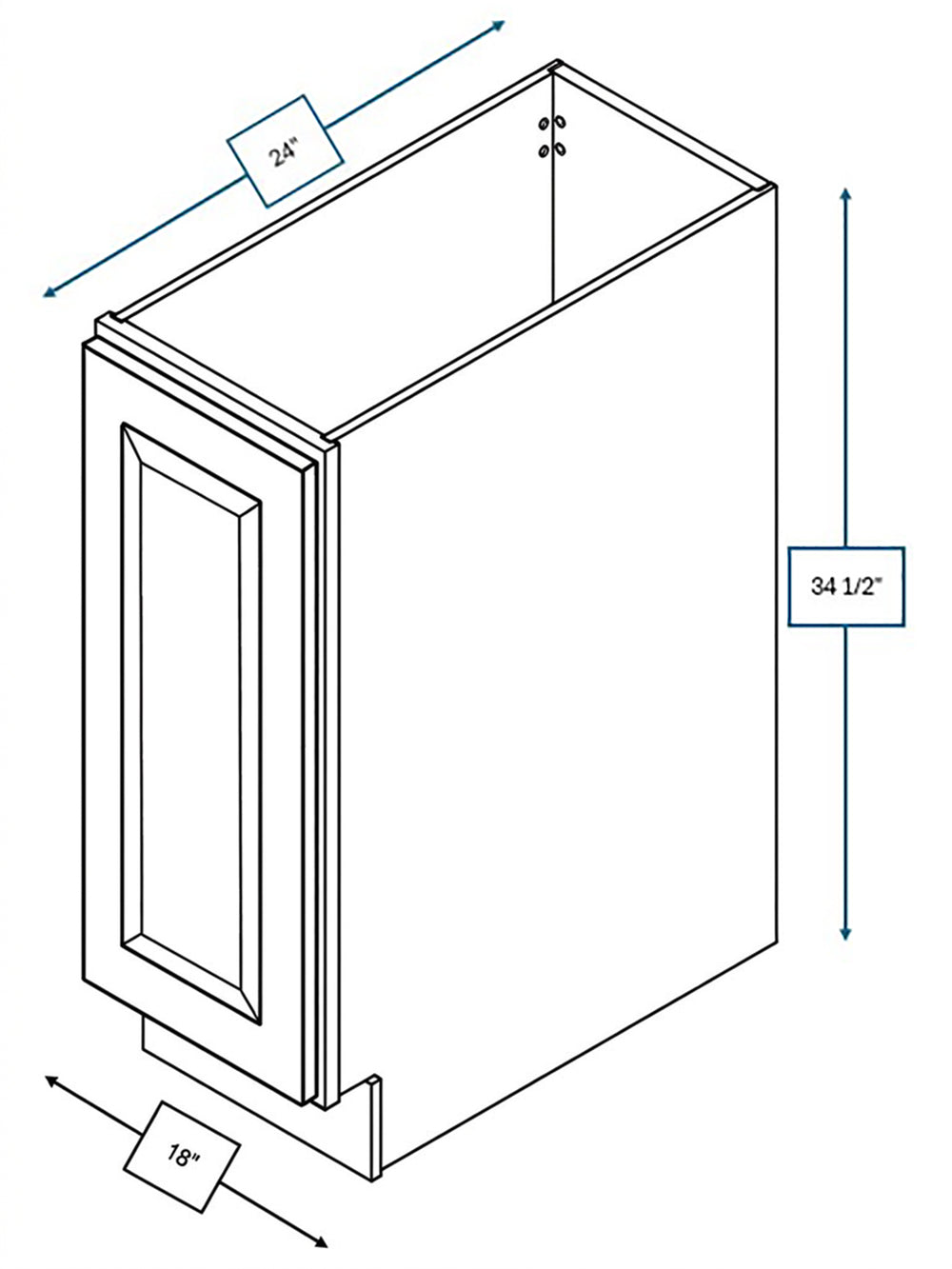 Harbour Town White Bevel Shaker 18 in. Full Height Door Base Cabinet