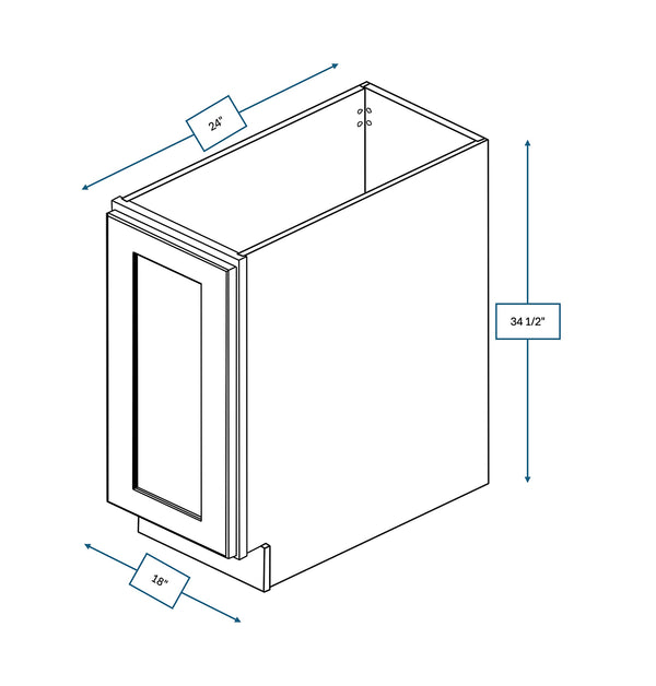 Hampton Pewter 18 in. Wide x 24 in. Deep x 34.5 in. Tall - Full Height Door Base Shaker Cabinet