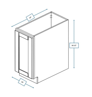 Malibu White 18 in. Wide x 24 in. Deep x 34.5 in. Tall - Full Height Door Base Shaker Cabinet
