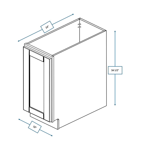 Malibu White 18 in. Wide x 24 in. Deep x 34.5 in. Tall - Full Height Door Base Shaker Cabinet