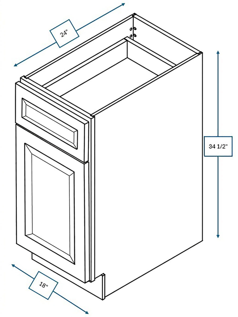 Broad Creek Blue Bevel Shaker 18 in. Base Cabinet