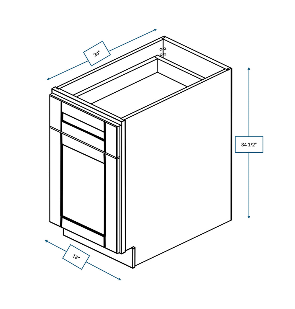 Malibu White 18 in. Wide x 24 in. Deep x 34.5 in. Tall - Base Shaker Cabinet