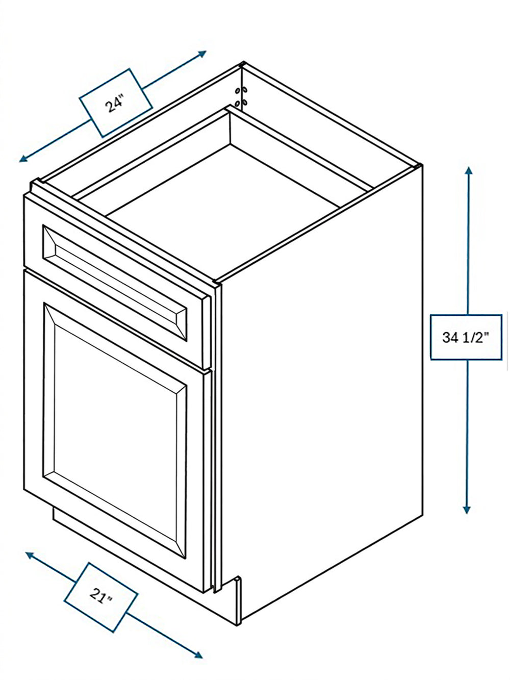 Harbour Town White Bevel Shaker 21 in. Base Cabinet