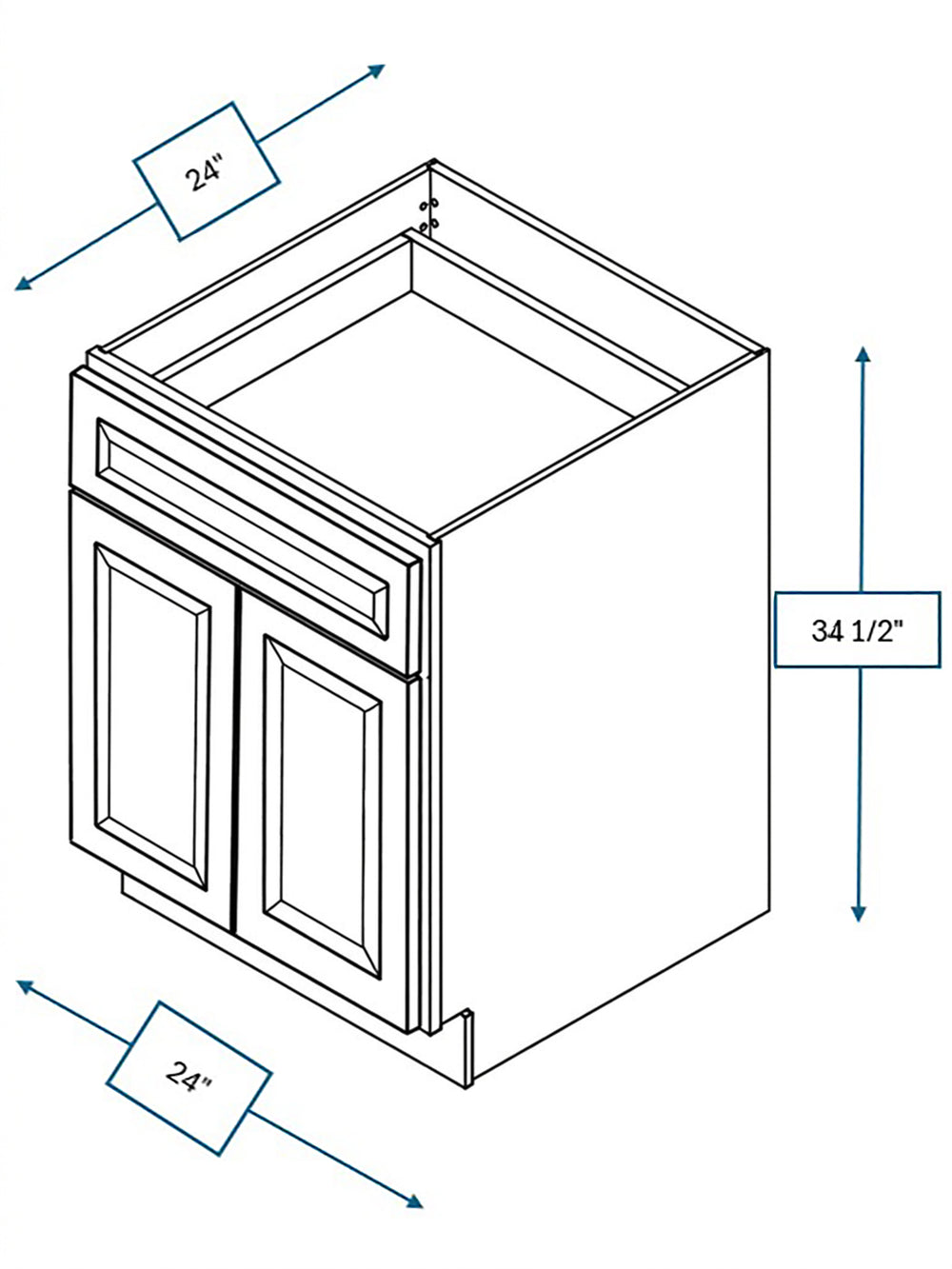 Broad Creek Blue Bevel Shaker 24 in. Base Cabinet