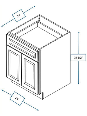 Broad Creek Blue Bevel Shaker 24 in. Base Cabinet