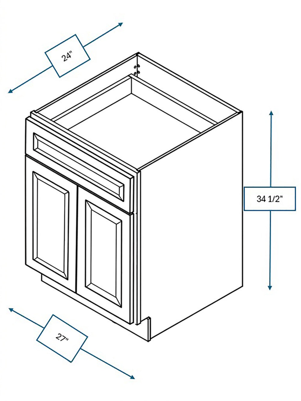 Sea Pines Green Bevel Shaker 27 in. Base Cabinet