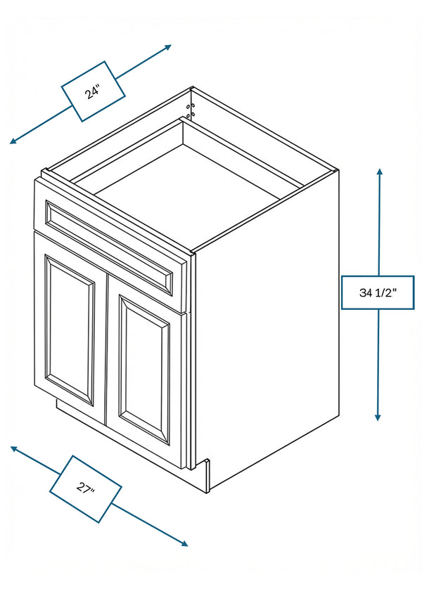 Chalet White Raised Panel 27 in. Base Cabinet