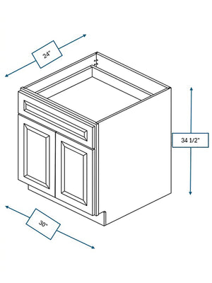 Broad Creek Blue Bevel Shaker 30 in. Base Cabinet