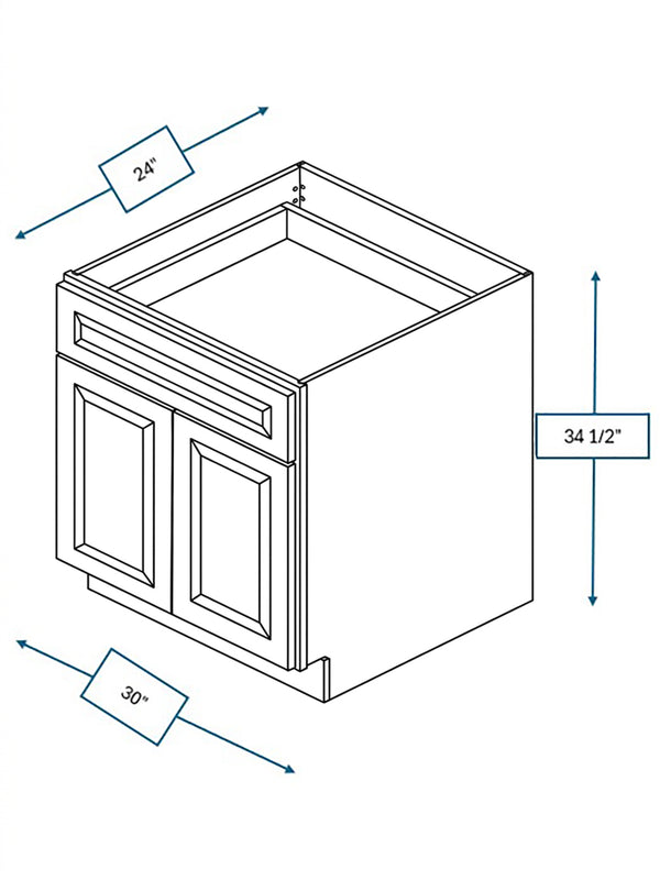 Broad Creek Blue Bevel Shaker 30 in. Base Cabinet