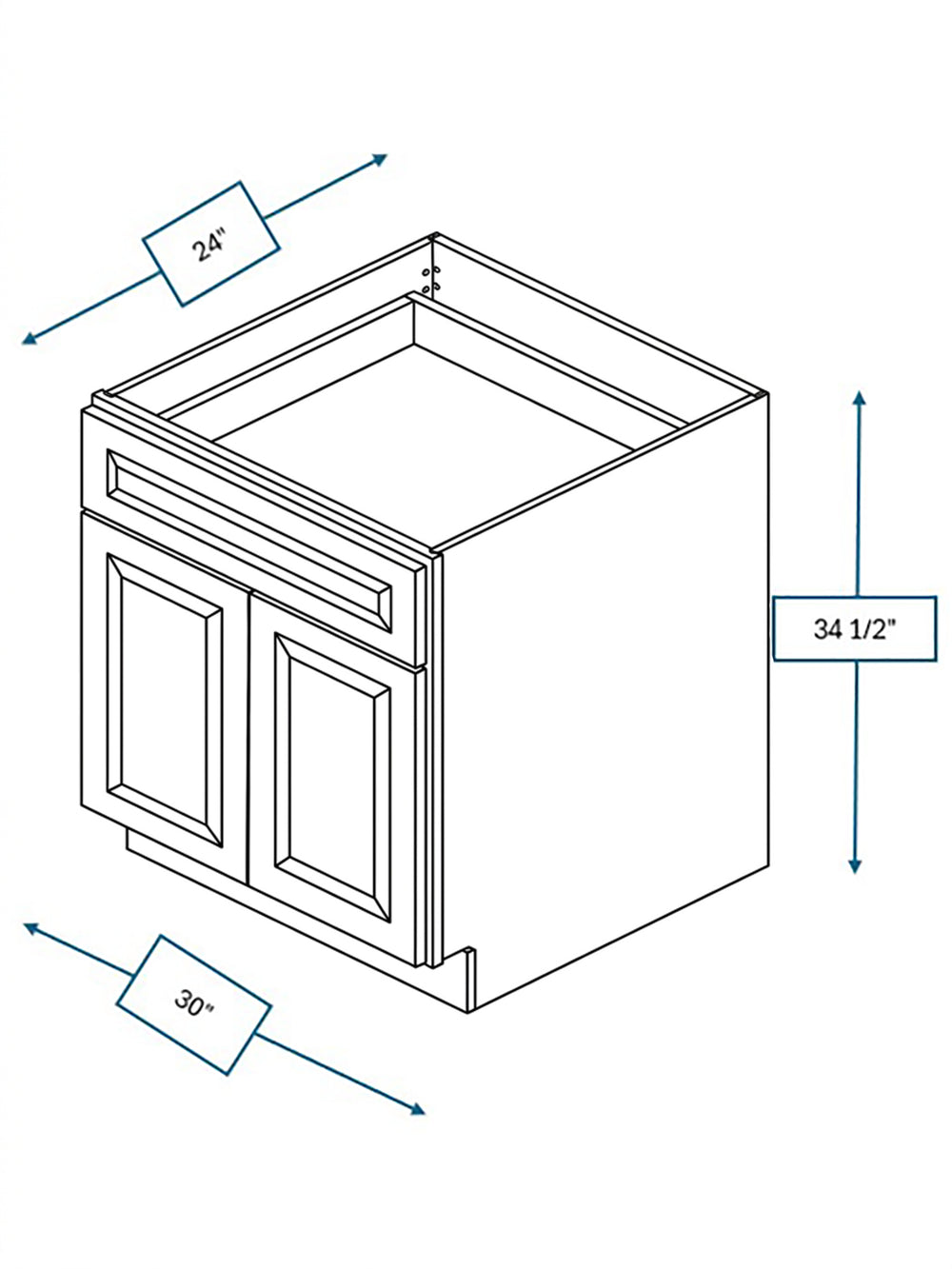 Harbour Town White Bevel Shaker 30 in. Base Cabinet