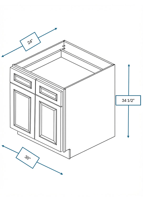 Chalet White Raised Panel 30 in. Base Cabinet