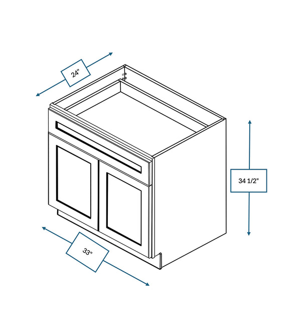 Builder's Pride White 33 in. Wide x 24 in. Deep x 34.5 in. Tall - Base Shaker Cabinet