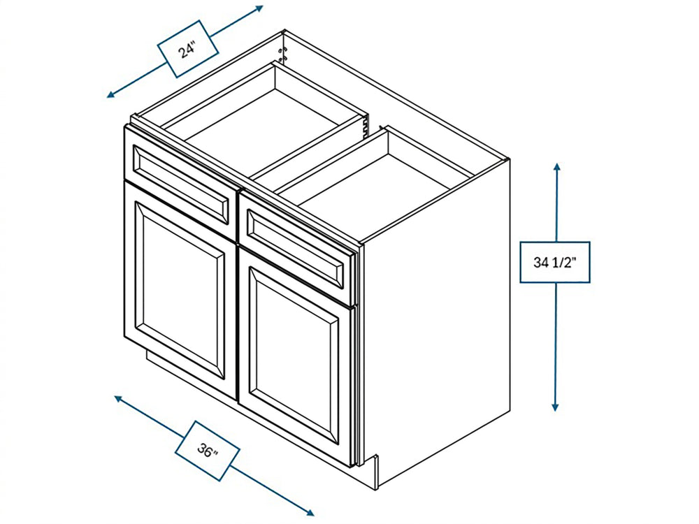 Harbour Town White Bevel Shaker 36 in. Base Cabinet