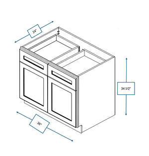 Platinum Grey 36 in. Wide x 24 in. Deep x 34.5 in. Tall - Base Shaker Cabinet