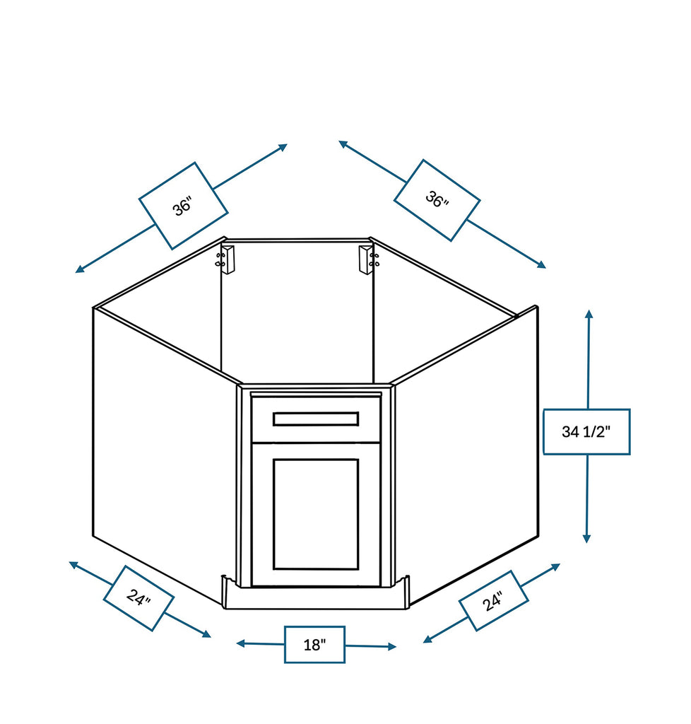 Annapolis Blue Shaker 36 in. Corner Sink Base Cabinet